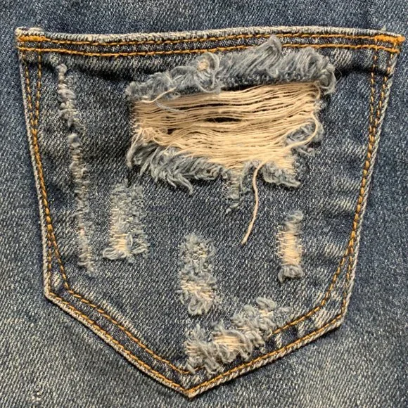 Guilded Intent Buckle High Rise Short Size 26 Distressed Blue Skinny Denim - Picture 9 of 14